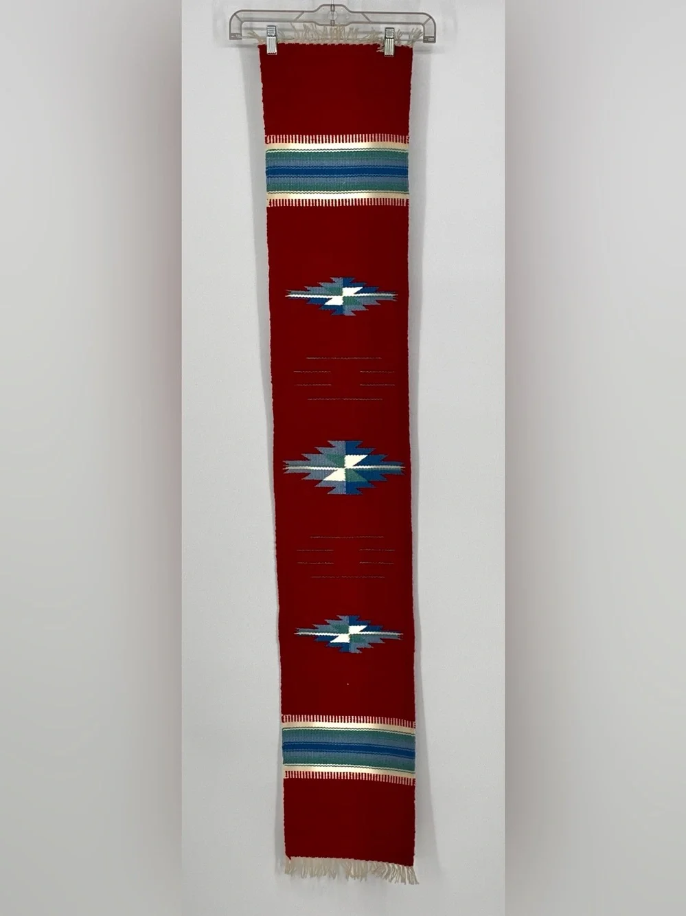 Vintage Ortega's Chimayo Handwoven Wool Southwest Table Runner 58”